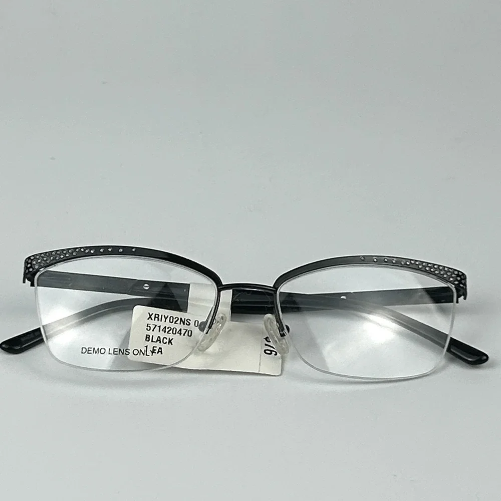 Walmart Womens XRIY02NS Eyeglasses Frame Black Glitter Epoxies Half Rim 140